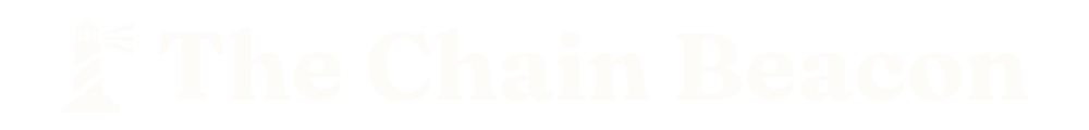 The Chain Beacon Wide logo — 1000×120, reversed
