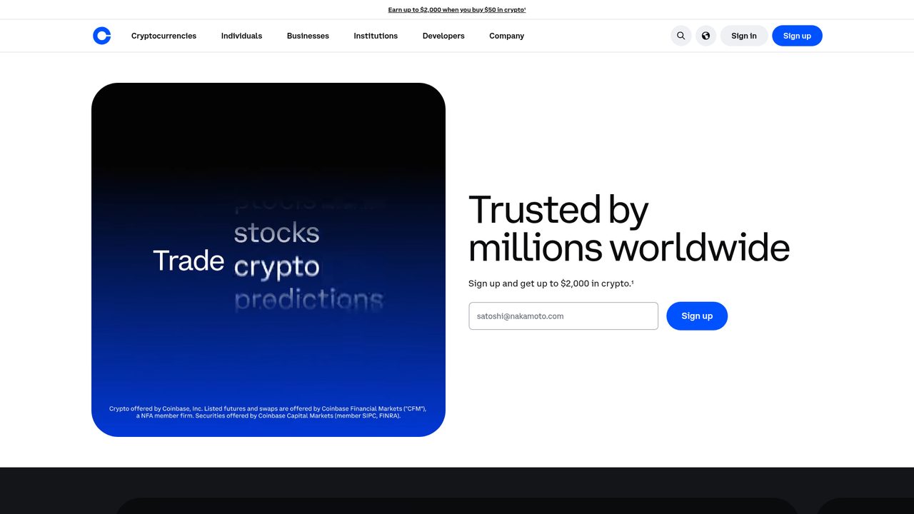 Coinbase's consumer app remains the fastest bank-to-self-custody route for most US users