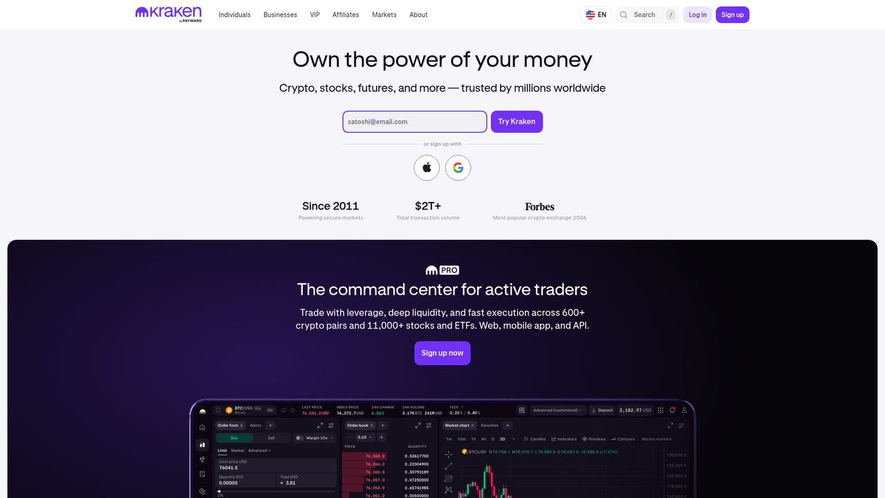 Kraken's exchange app pairs regular proof-of-reserve attestations with plainly stated fees